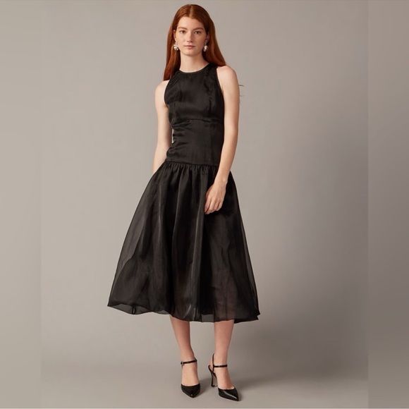 NWT J Crew Collection bubble-skirt drop-waist dress in organza BU351 - Picture 1 of 12
